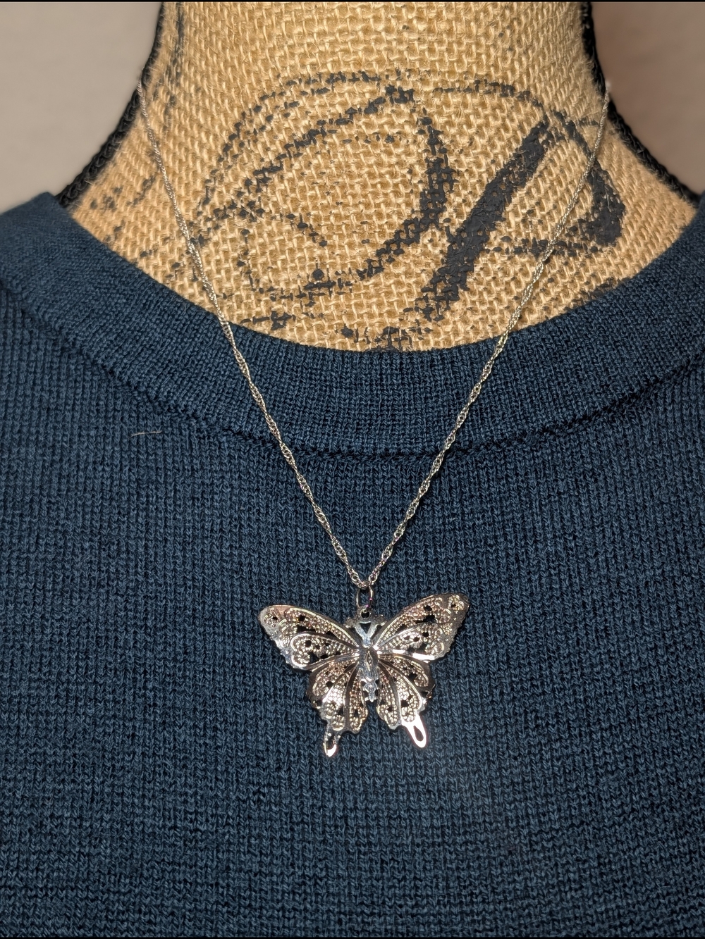 Filigree Butterfly Sterling Silver Pendant
